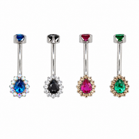 Pink titanium internally threaded belly ring, 14g, from Body Clickers Body Jewelry, shown in a close-up view.