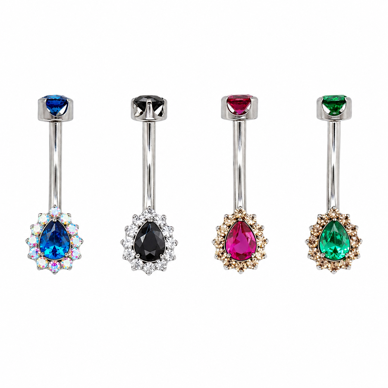 Pink titanium internally threaded belly ring, 14g, from Body Clickers Body Jewelry, shown in a close-up view.