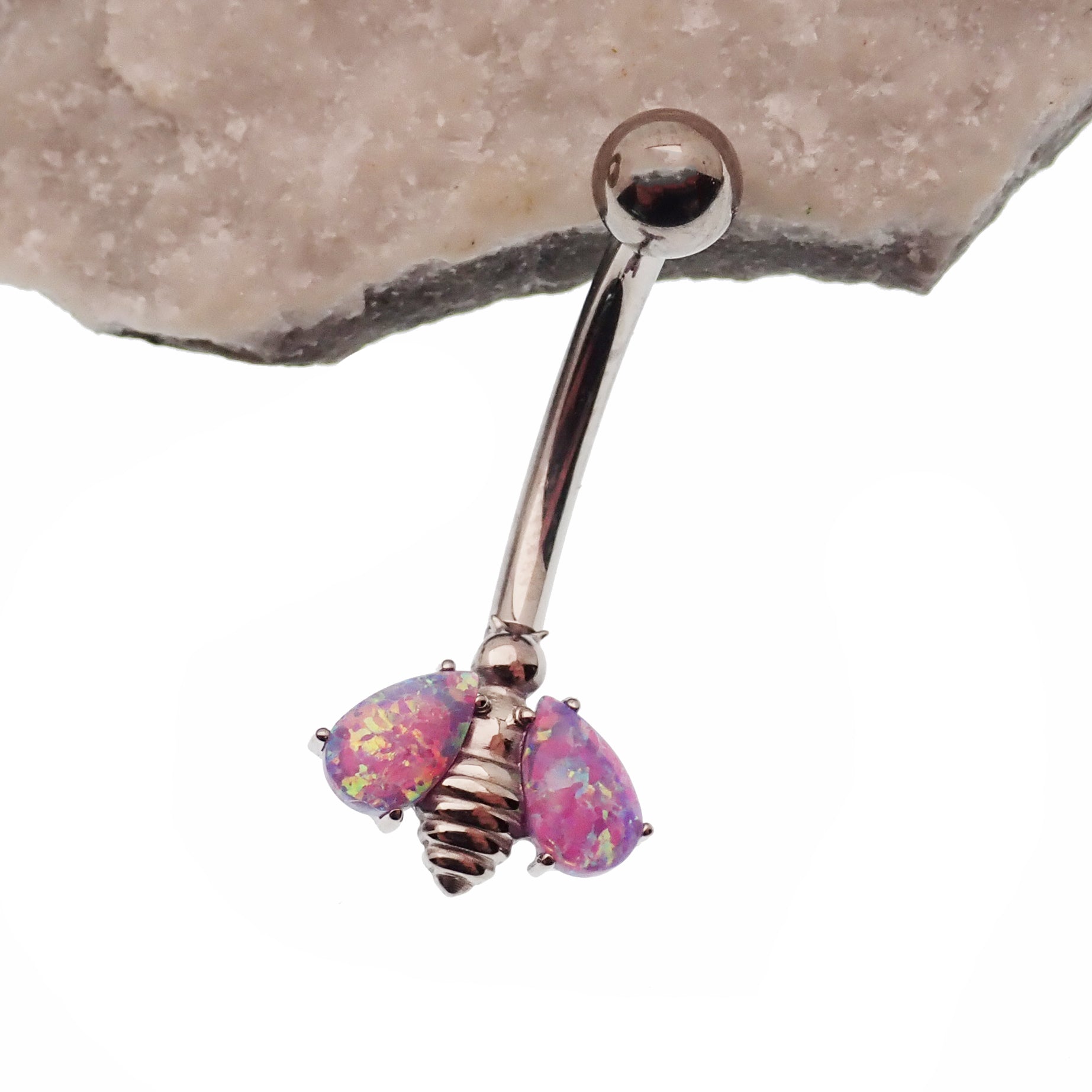 Titanium butterfly navel belly ring with 14g gauge from Body Clickers Body Jewelry, featuring a detailed butterfly design.