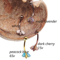 Titanium butterfly Navel belly ring with 14g gauge from Body Clickers Body Jewelry, featuring a detailed butterfly design.