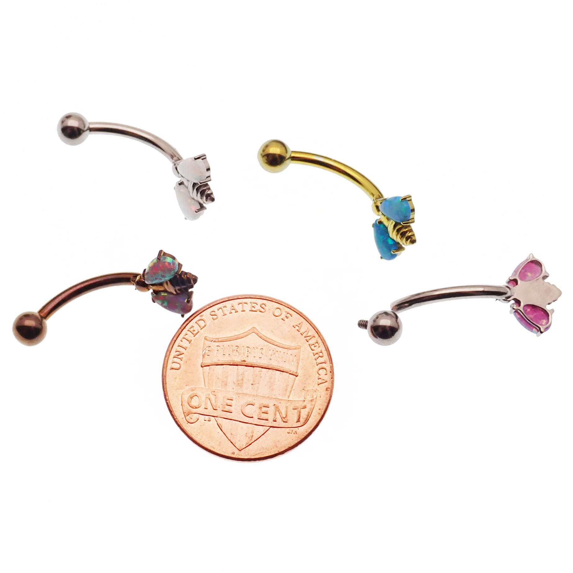 Titanium butterfly navel belly ring by Body Clickers Body Jewelry, 14 gauge with detailed butterfly design and curved shape.