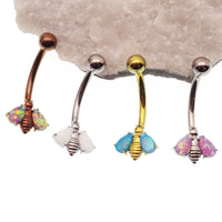 Titanium butterfly navel belly ring with 14g body jewelry from Body Clickers, featuring a decorative butterfly design.