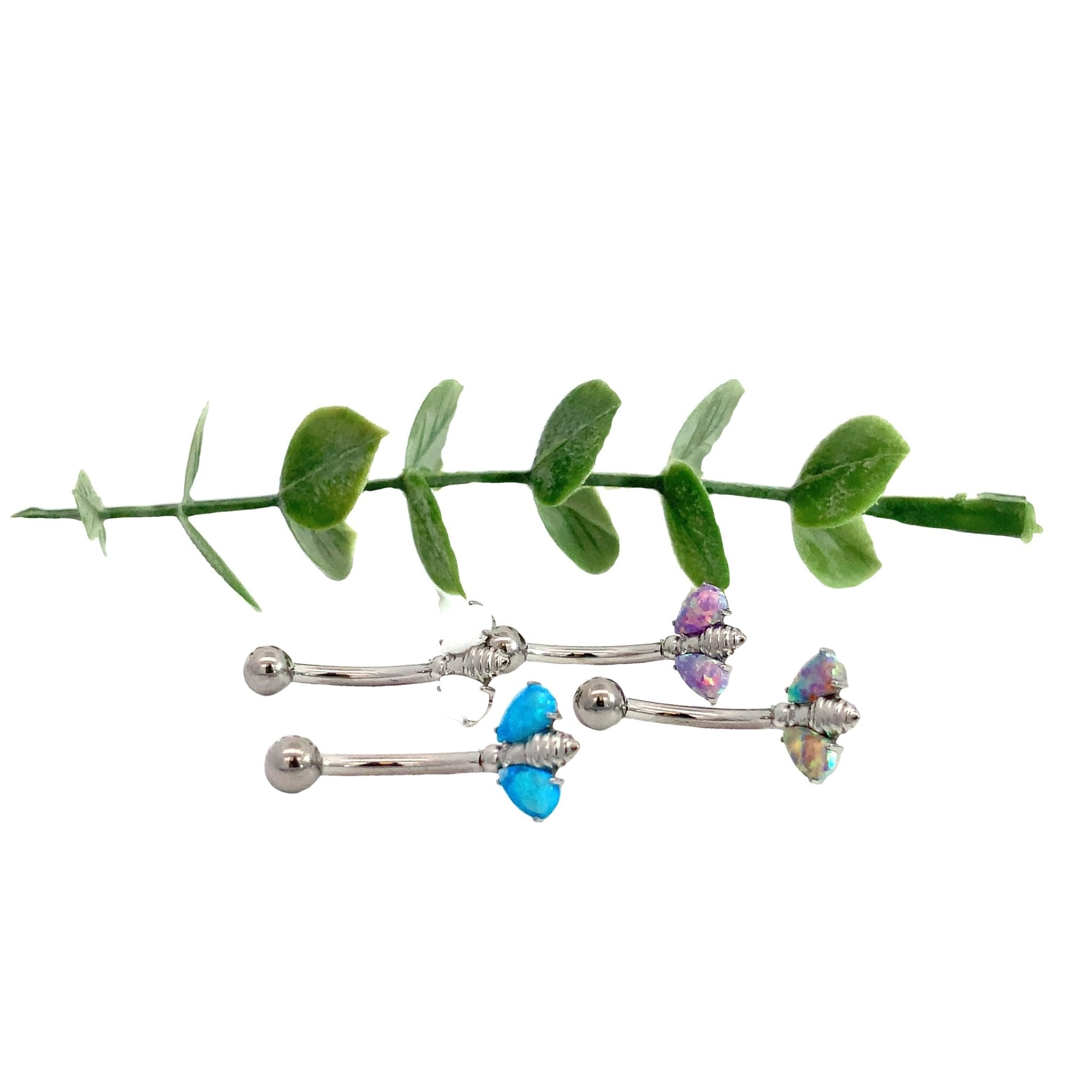 Titanium butterfly navel belly ring by Body Clickers Body Jewelry, 14g belly piercing with decorative butterfly design.
