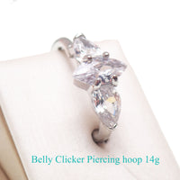 Surgical steel belly clicker hoop in 14g, 10mm diameter, body jewelry featuring a secure clicker closure for belly piercing.