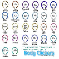 Bubblegum Opal CZ titanium clicker body jewelry, 16g, with an 8mm internally threaded belly ring featuring a sparkling opal gemstone.