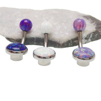 Internally Threaded titanium Opal Belly Ring