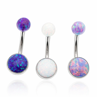 Internally Threaded titanium Opal Belly Ring