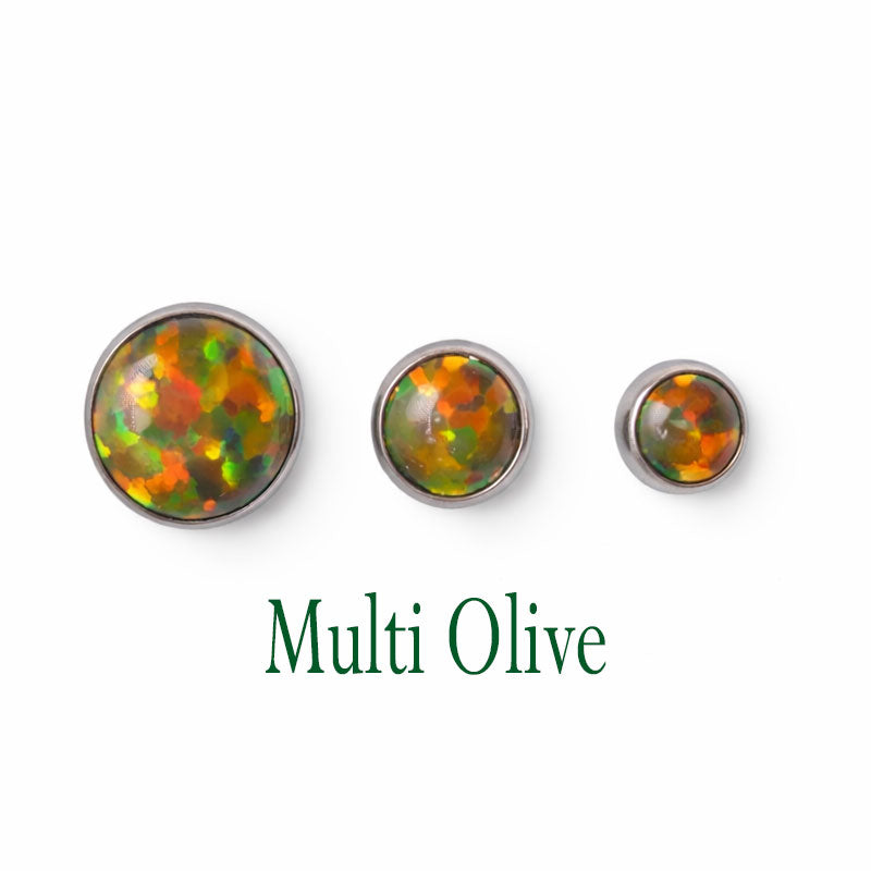 Black fire opal push fit threadless top body jewelry in implant titanium, designed by Body Clickers for body piercing.