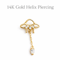 14k solid gold UFO titanium flatback body jewelry piercing, 20g, 6mm, from Body Clickers Body Jewelry.