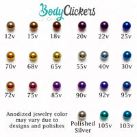 Beaded CZ flower and ball belly bar body jewelry by Body Clickers, 14g titanium piercing with Arctic Glow Opal and CZ accents.