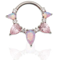 Bubblegum Opal CZ titanium 16g clicker piercing from Body Clickers Body Jewelry, showcasing the sparkling gemstone and sleek body jewelry design.