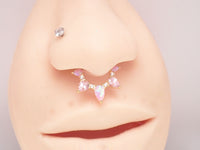Pink opal PVD gold titanium clicker body jewelry, 8mm, stylish piercing designed for body jewelry enthusiasts.