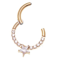 16g implant titanium PVD gold daith and septum clicker body jewelry with smooth curved design and secure click closure.