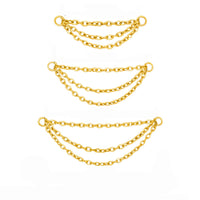 PVD titanium triple chain add-on charm for ear piercings, Body Clickers body jewelry connector with multiple chain lengths.