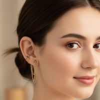 Triple chain add-on PVD titanium connector for ear piercings by Body Clickers Body Jewelry, featuring layered charm design.