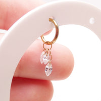 Silver polished titanium CZ charm add-on for 12G body jewelry, implant grade ASTM F-136, from Body Clickers Body Jewelry.