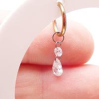 Silver polished titanium CZ charm add-on for 12G Body Clickers body jewelry, implant grade ASTM F-136, stylish and durable.