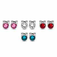 Pair of Body Clickers clear implant titanium CZ earrings in 20g size, body jewelry with sparkling cubic zirconia stones.