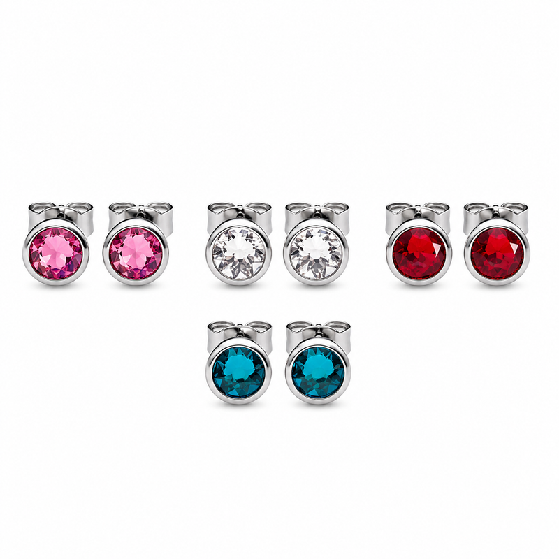 Pair of Body Clickers clear implant titanium CZ earrings in 20g size, body jewelry with sparkling cubic zirconia stones.