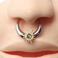 Titanium Sunburst Clicker  Moss Agate – 16G/14G Implant-Grade
