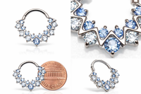 Blue CZ titanium clicker for daith and septum piercing, Body Clickers Body Jewelry, 16G implant-style jewelry
