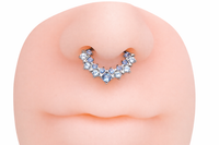 Blue CZ titanium clicker for daith or septum piercing, 16G Body Clickers Body Jewelry implant in sleek design