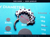 Amethyst CZ 16G titanium clicker jewelry for daith and septum piercings by Body Clickers Body Jewelry.