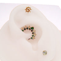 Green CZ 16G titanium clicker jewelry for daith and septum piercings by Body Clickers Body Jewelry.