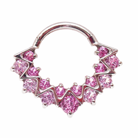 Pink CZ titanium clicker jewelry for daith and septum piercings, 16G body jewelry by Body Clickers Body Jewelry.