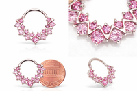 Pink CZ 16G titanium clicker jewelry for daith and septum piercings by Body Clickers Body Jewelry