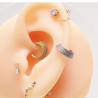 Titanium stacked clicker body jewelry with CZ stones, 16g gauge and 8mm diameter, from Body Clickers.