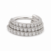 Titanium stacked clicker body jewelry with CZ stones, 16g, 8mm size, featuring a sleek, modern design for pierced ears or cartilage