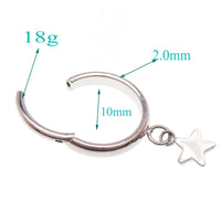 18g titanium moon or star clicker hoop with charm, Body Clickers Body Jewelry, implant-grade body jewelry for pierced ears or cartilage.