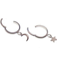 18g titanium moon or star clicker hoop with charm, Body Clickers Body Jewelry, implant-grade body jewelry for piercings.