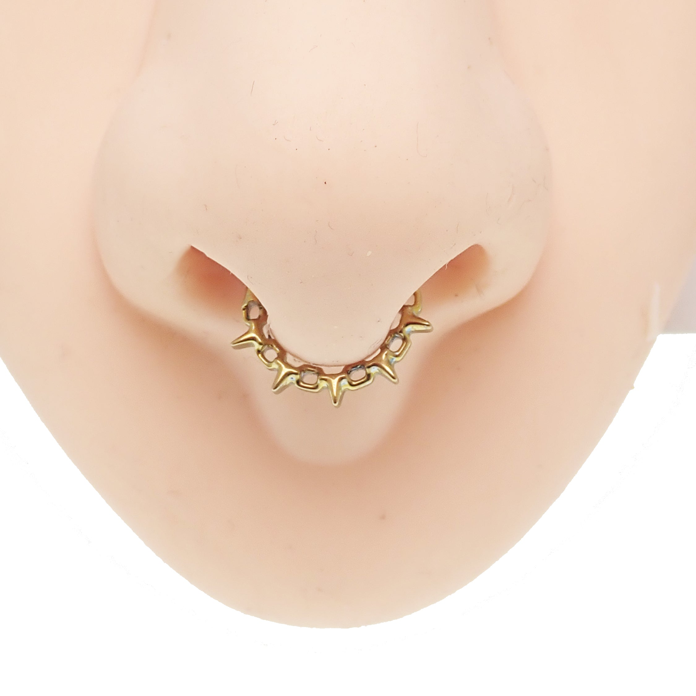 16G Body Clickers Body Jewelry with chain spike hinged clicker design, 8mm diameter, featuring a sleek and modern style.