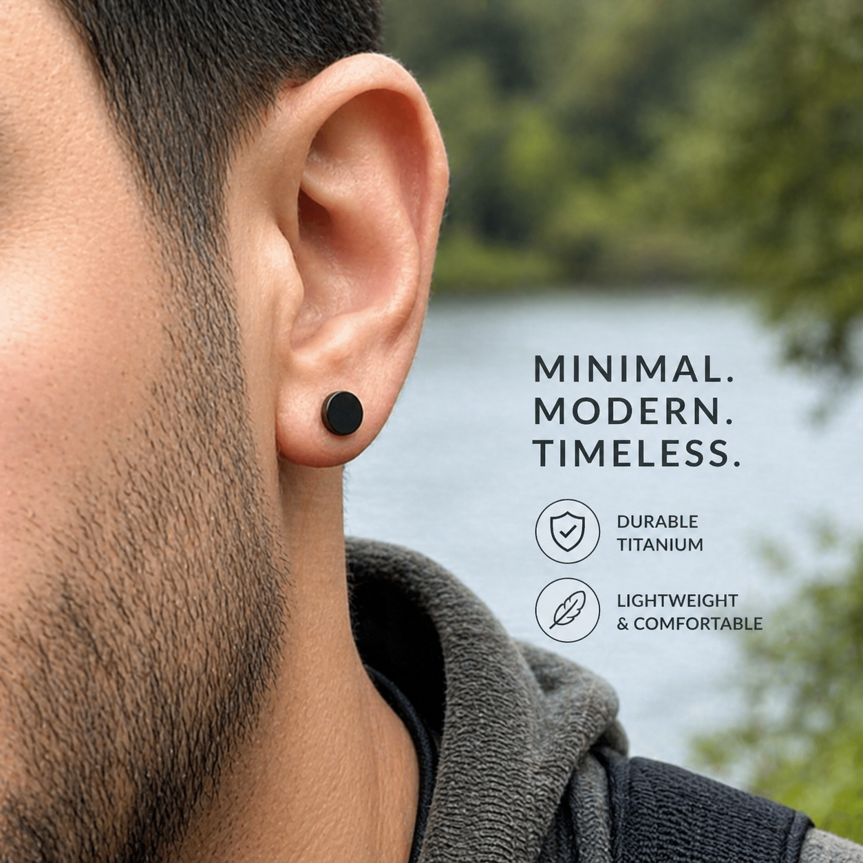 Pair of black PVD titanium disc earrings for body jewelry, 20g, from Body Clickers, featuring sleek, modern design.