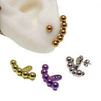 Pair of Body Clickers titanium implant earrings with jacket hangers, featuring ball design and secure post for body jewelry.