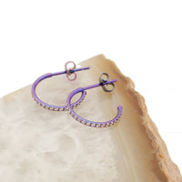 Pair of Body Clickers titanium hoop earrings with simple clear cubic zirconia accents, ideal for body jewelry and piercing accessories.
