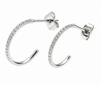 Pair of Body Clickers titanium hoop earrings with clear CZ stones, simple and sleek design for pierced ears.