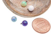 Fuchsia orchid 6mm fire opal body jewelry balls, 14g internally threaded, by Body Clickers, for body piercings.