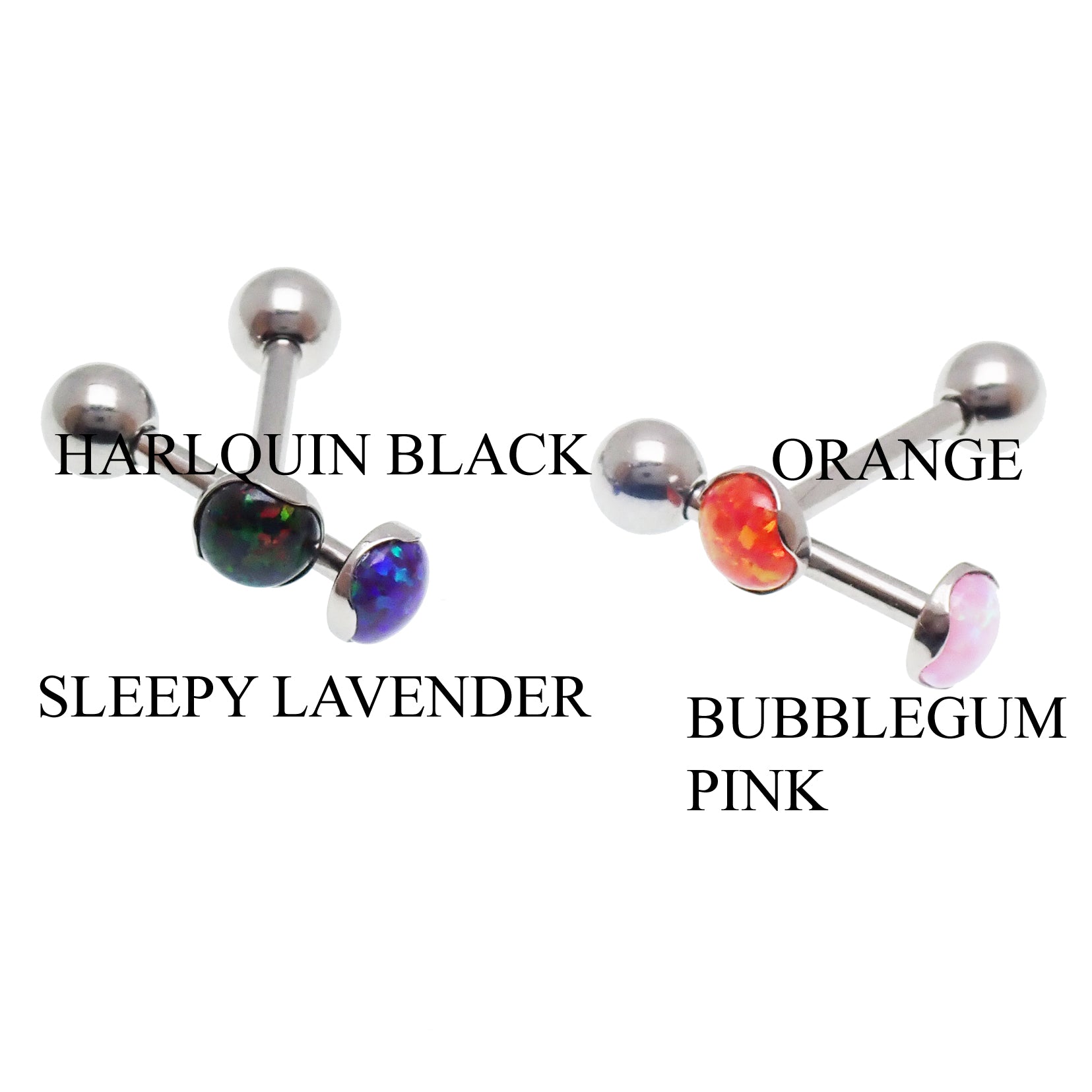 14g titanium tongue or cheek barbell piercing with orange gemstones from Body Clickers Body Jewelry, featuring a 12mm bar length.