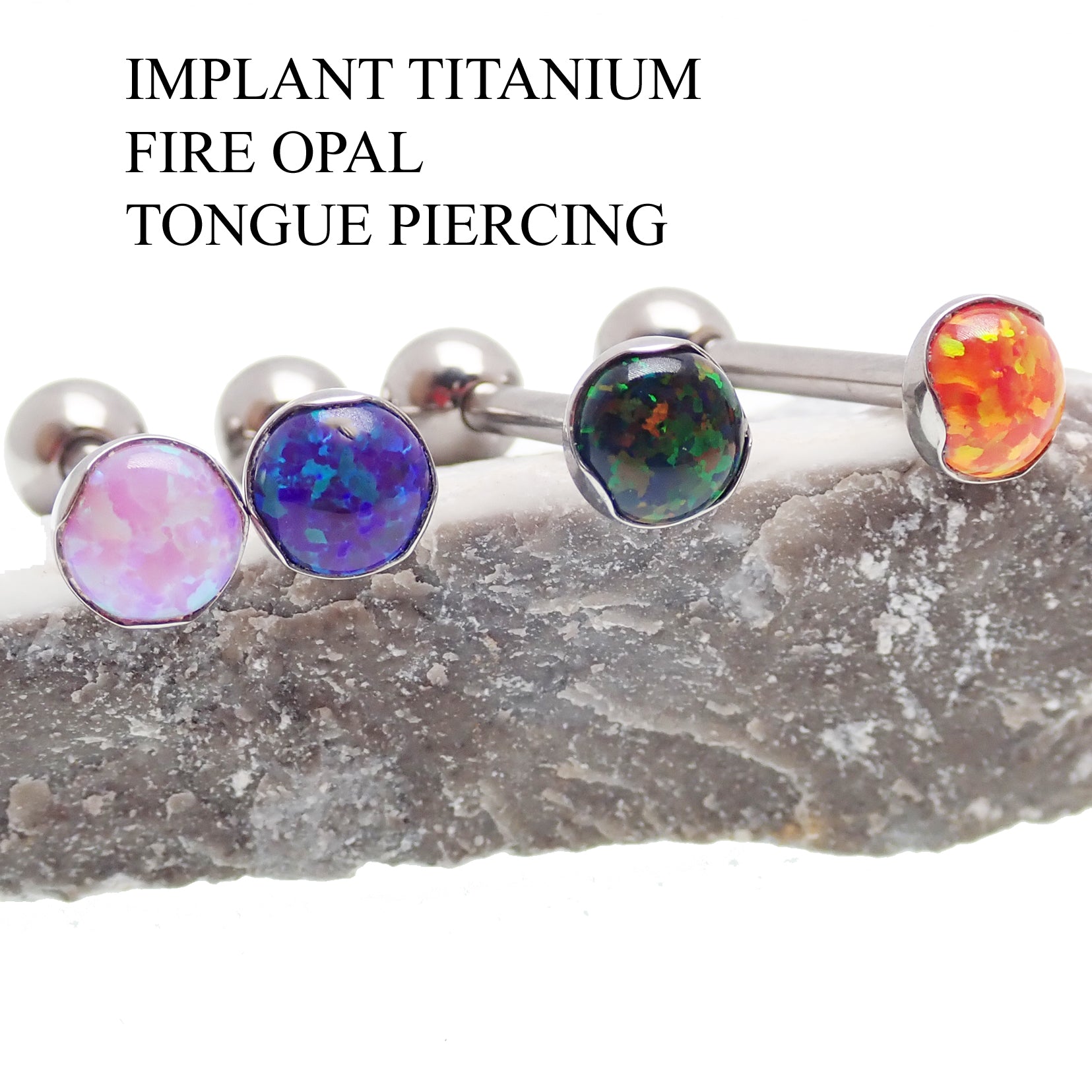 14g titanium tongue or cheek barbell piercing with orange gemstone, 12mm length, designed for body jewelry and piercing enhancement.