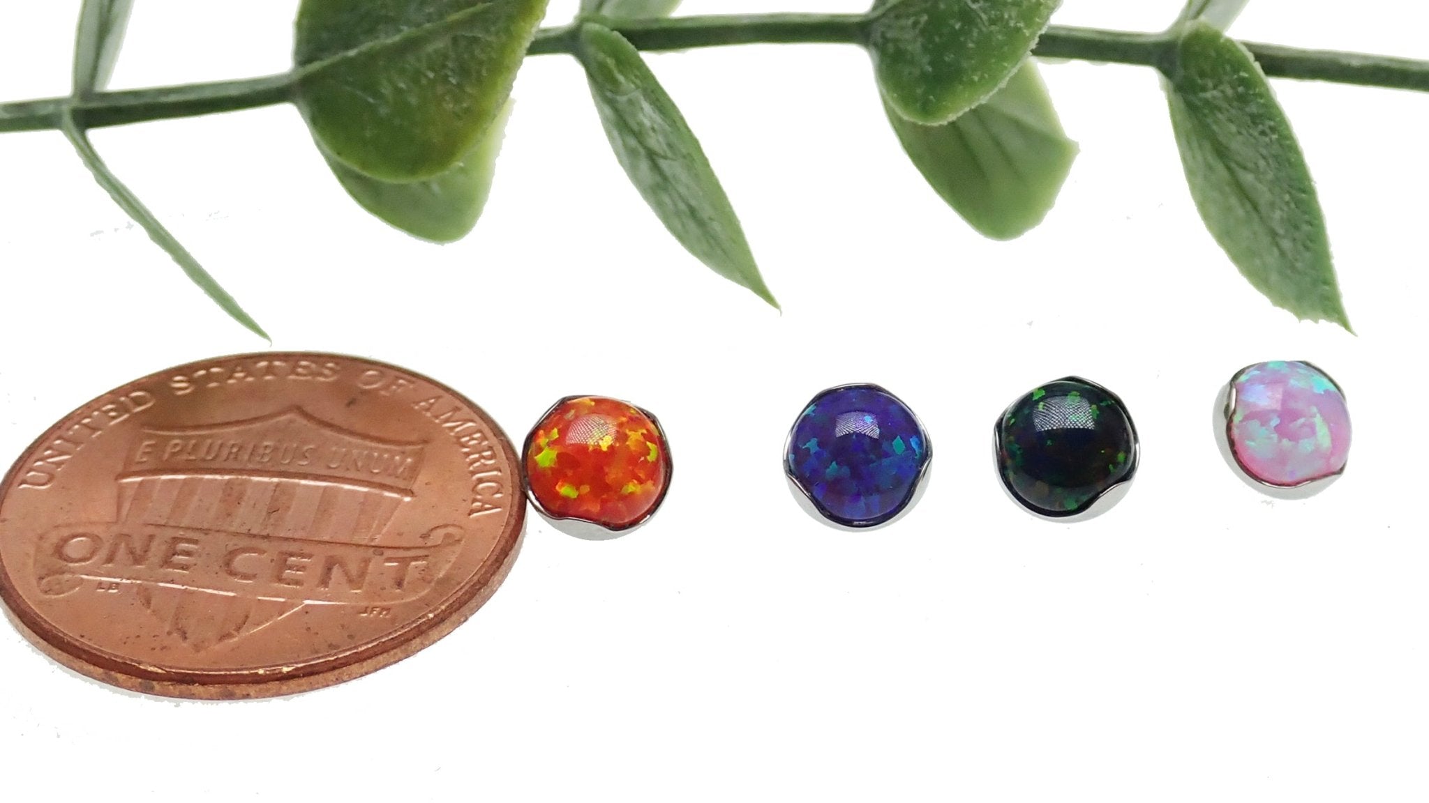 Opal Wave Bezel Set Top for Body Jewelry, 5mm (14g), 1.2mm thread, gemstone body piercing accessory by Body Clickers