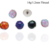 Titanium dermal top with 5mm opal gemstone, bezel set, for body jewelry, by Body Clickers Body Jewelry, featuring a wave design.
