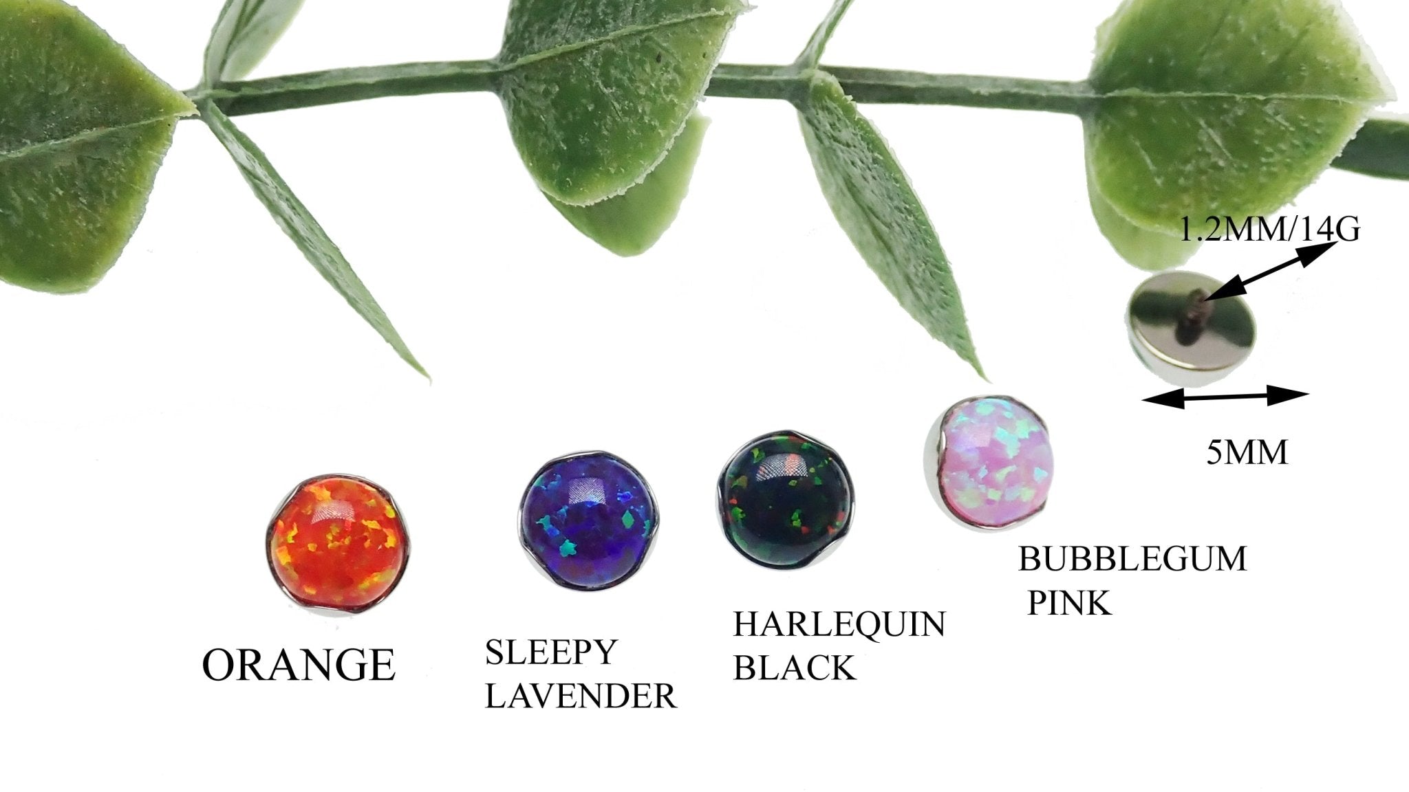 Body Clickers gemstone body jewelry featuring 5mm opal wave bezel set top with 14g 1.2mm threaded design.