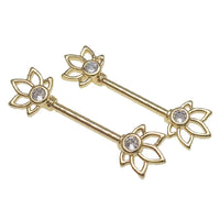 Gold, rose gold, and silver steel nipple bar body jewelry, 14g, featuring sleek, polished design from Body Clickers.