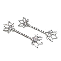 Gold, rose gold, and silver steel nipple bar body jewelry in 14g, featuring a sleek, curved design with shiny finishes.