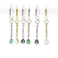 Green 8mm 20g titanium hoop earring with charm dangle, Body Clickers Body Jewelry.