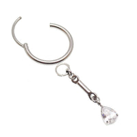 Green 8mm 20g titanium hoop earring with charm dangle from Body Clickers Body Jewelry, featuring a sleek, lightweight design.