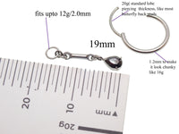 Green 8mm 20g titanium hoop earring with charm dangle, body Clickers Body Jewelry, lightweight and stylish body jewelry accessory.